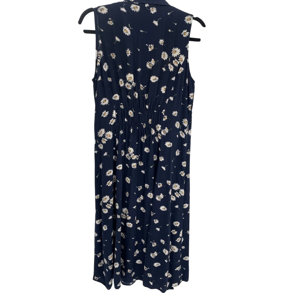 Christopher & Banks Womens Vtg Navy Midi Dress Daisy Button Front Sleeveless S - Picture 16 of 16
